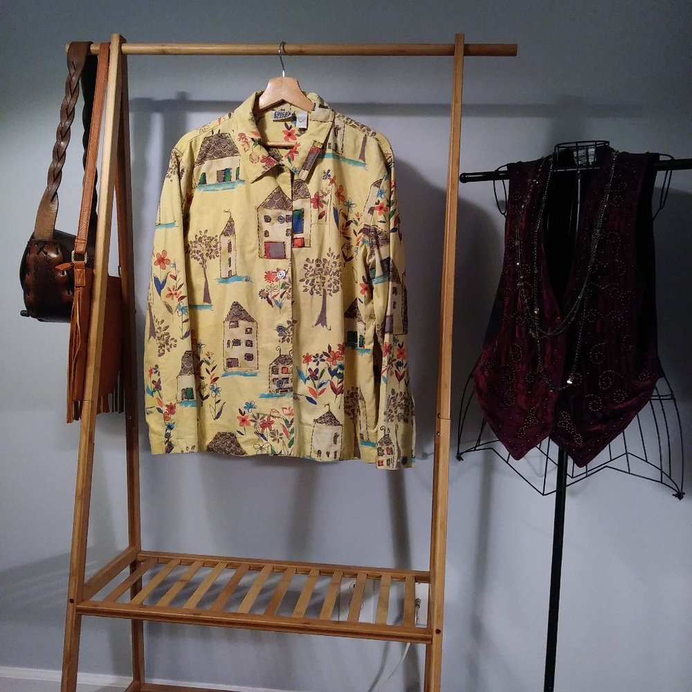 Jacket 1X 80s Goth Cottage Party Punk Festival Bohemian Peasant Resort Retro